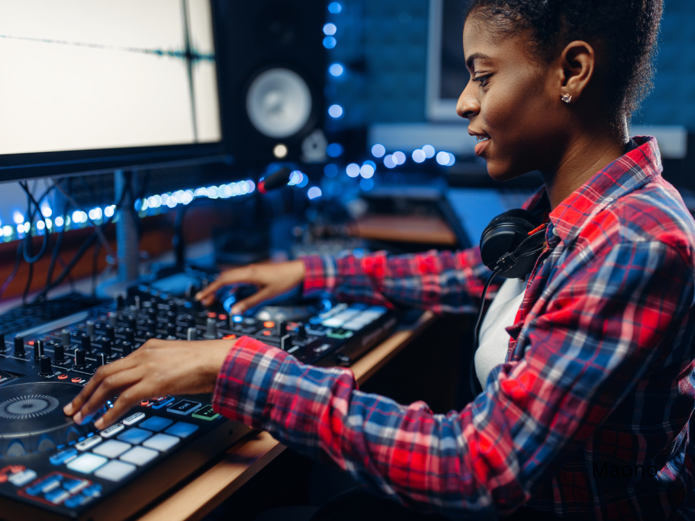 sound engineer using an audio interface