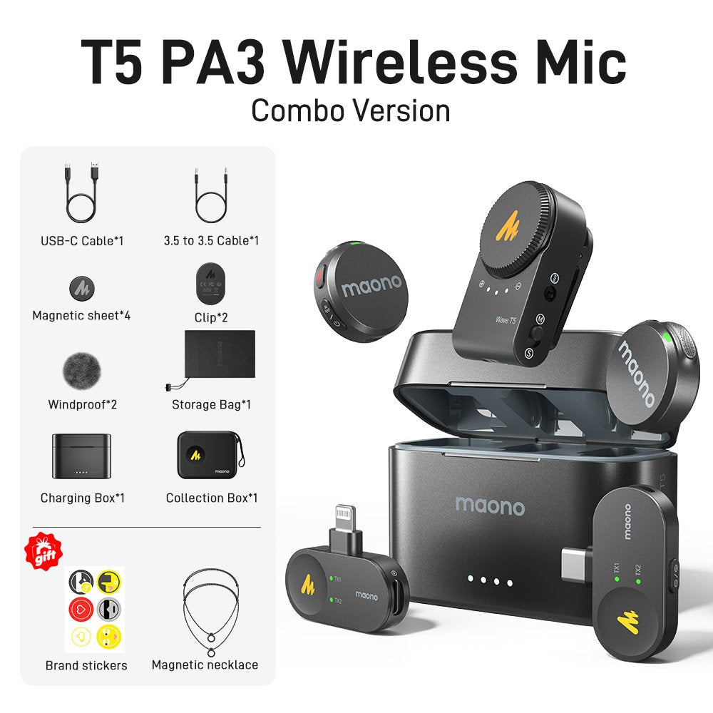 Maono Wave T5 Wireless Lavalier Microphone