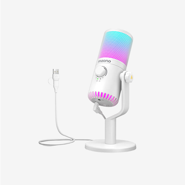 Maono DM30RGB white USB microphone_600-600