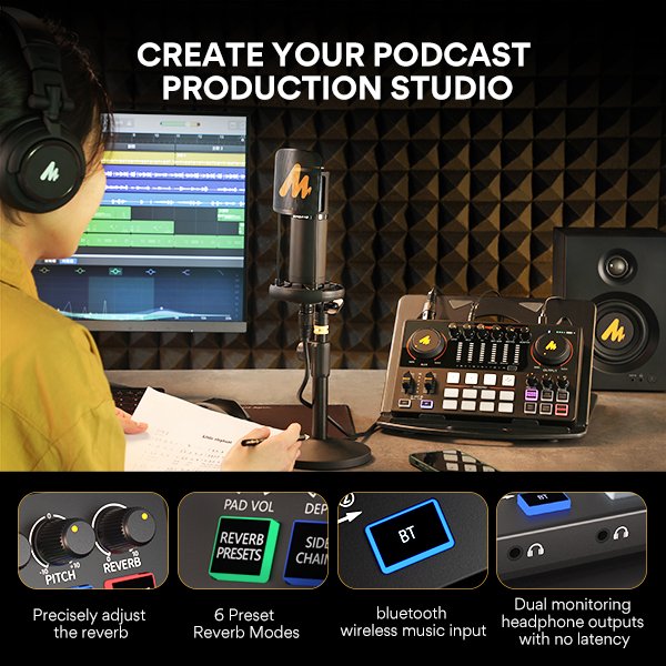 Maono-Carte son AME2, interface audio Maonoc84, équipement de podcast,  studio, centre commercial tout-en-un pour la diffusion en direct, JE, PC -  AliExpress