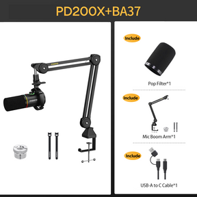 PD200XS  microphone with BA37 boom arm black