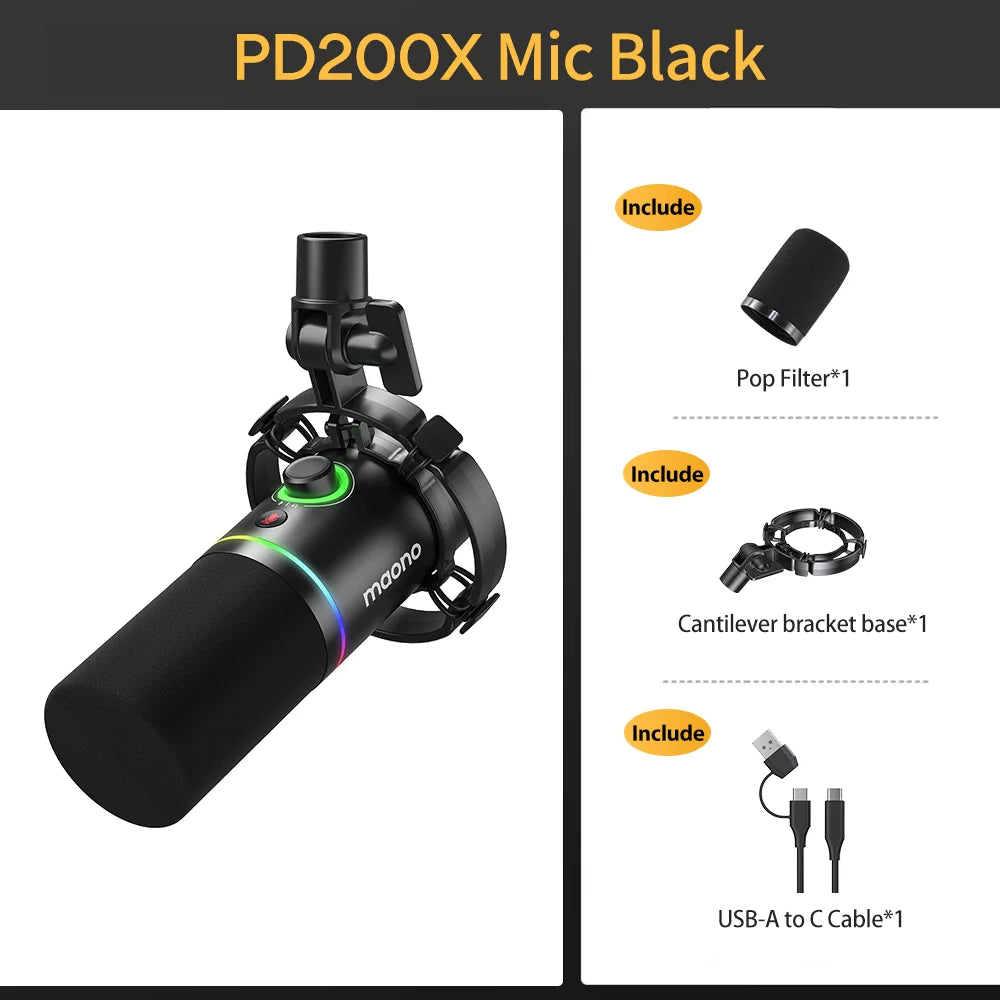 MAONO PD200X Microphone dynamique USB/XLR 