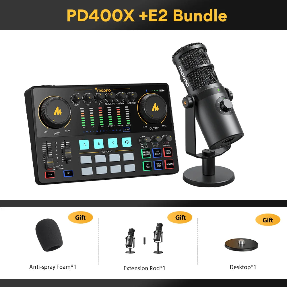 Maonocaster AME2 and PD400X Podcasting Equipment Bundle