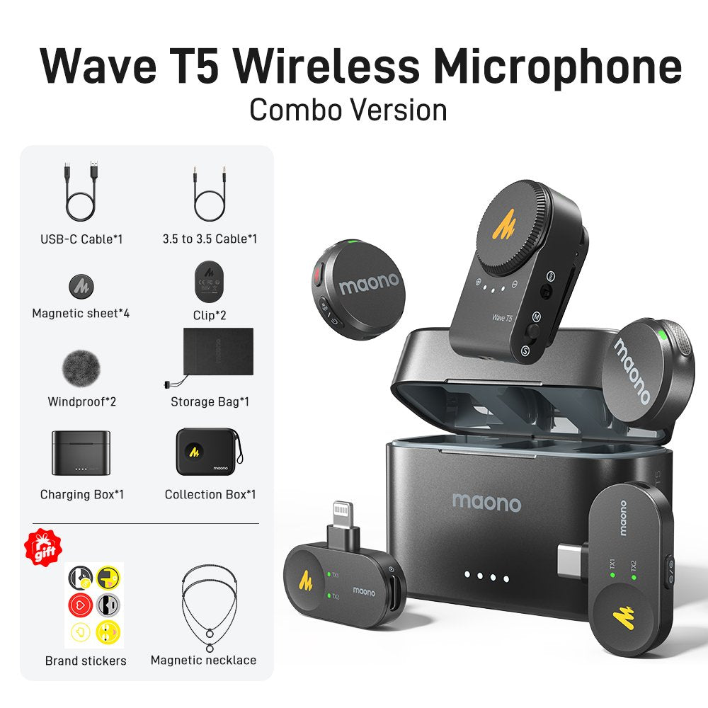 Maono Wave T5 Wireless Lavalier Microphone