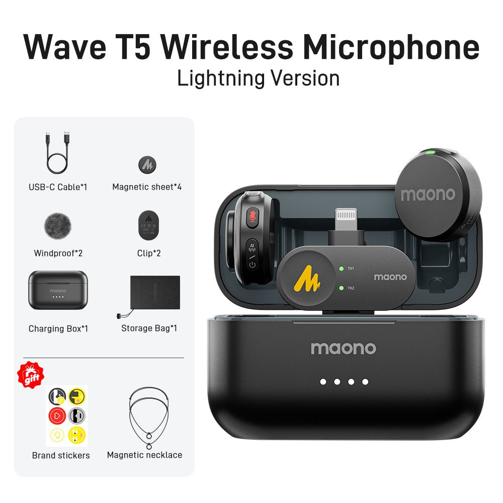 Maono Wave T5 Wireless Lavalier Microphone