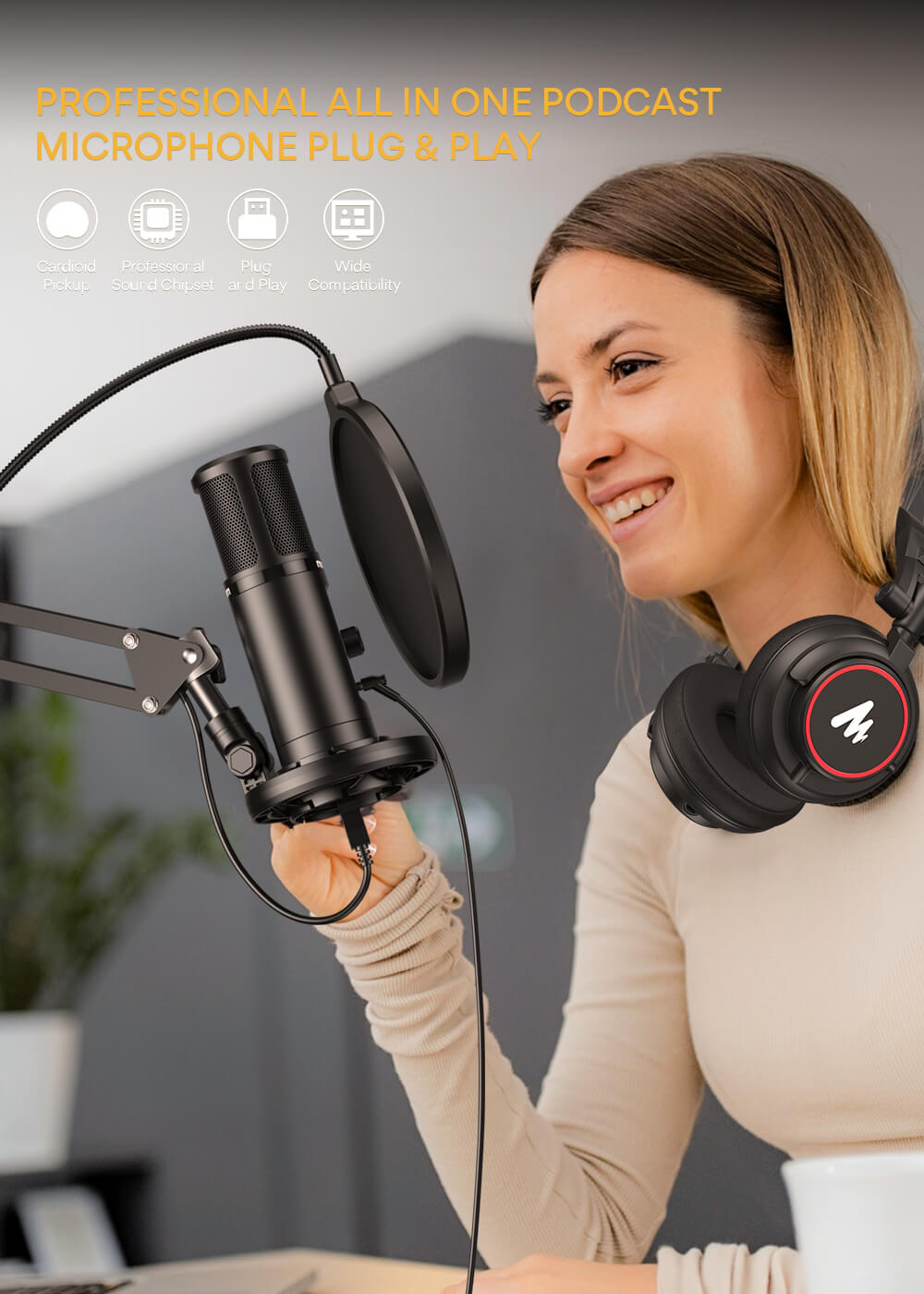 Headphones with discount mic for podcast