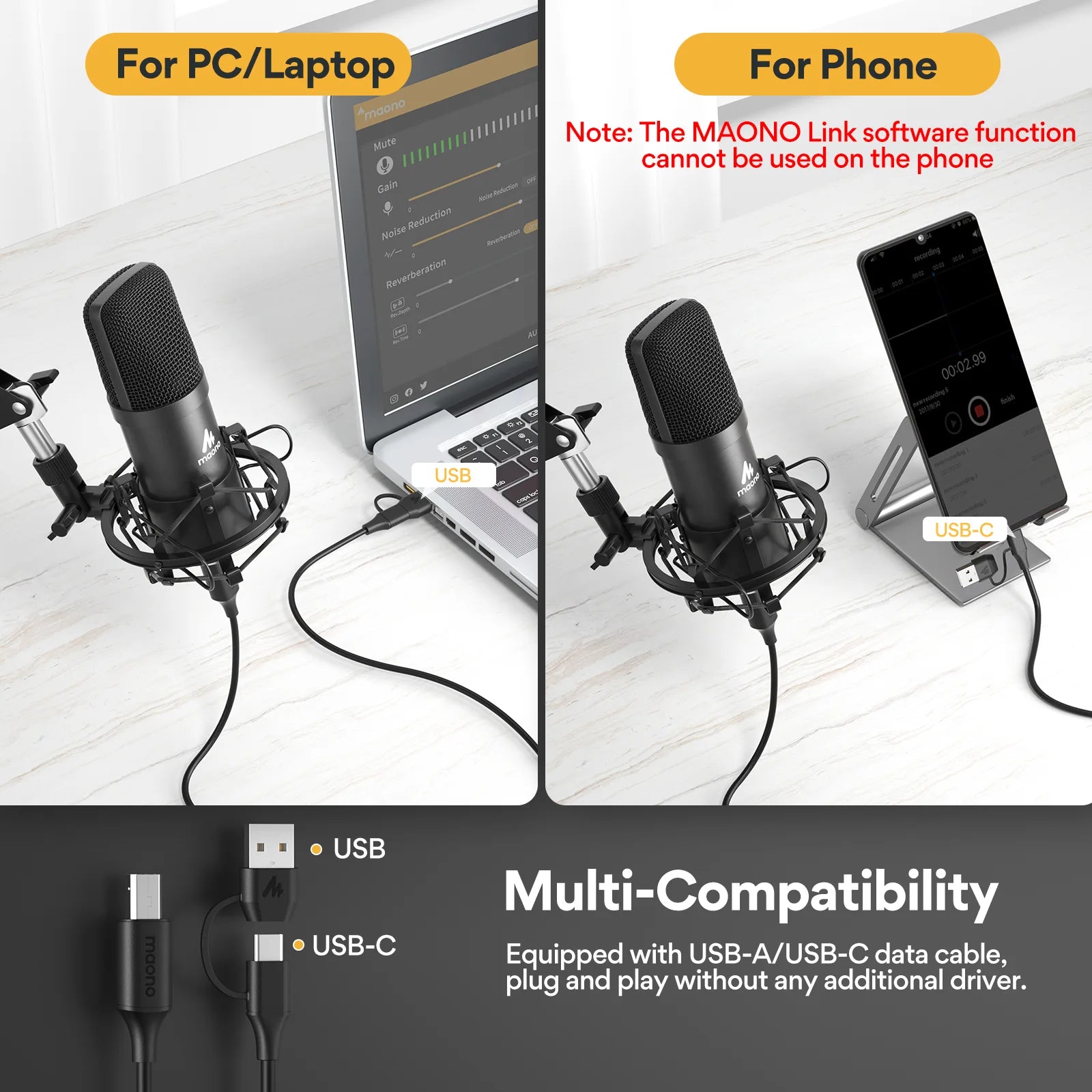 MAONO AU-A04E USB Microphone for Podcast